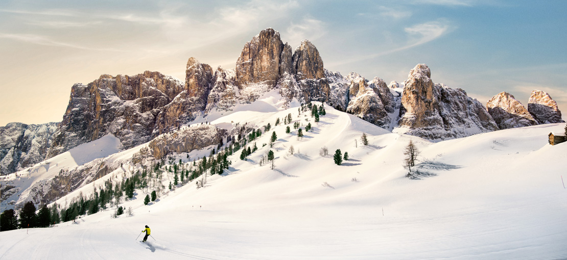 sciare sulle dolomiti